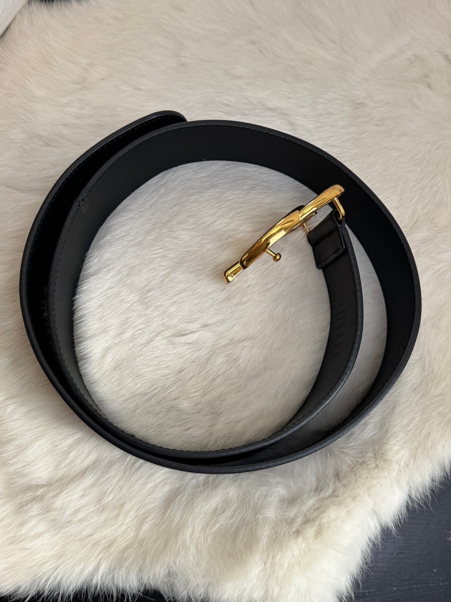 Gucci Calfskin Double G 40mm Belt Black Size 80/32
