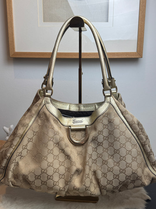 Gucci Gold Canvas Large Abbey Tote