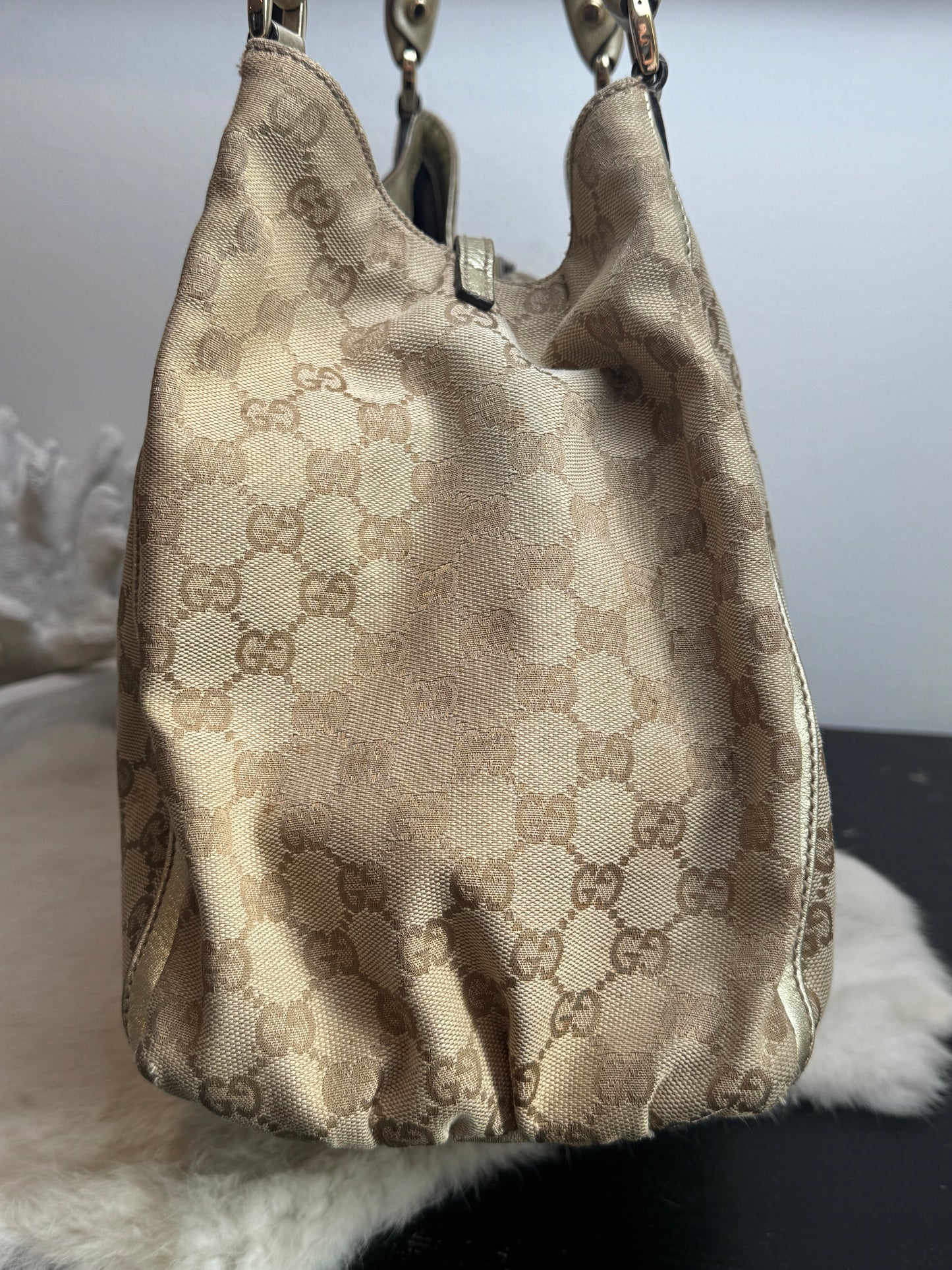 Gucci Gold Canvas Large Abbey Tote