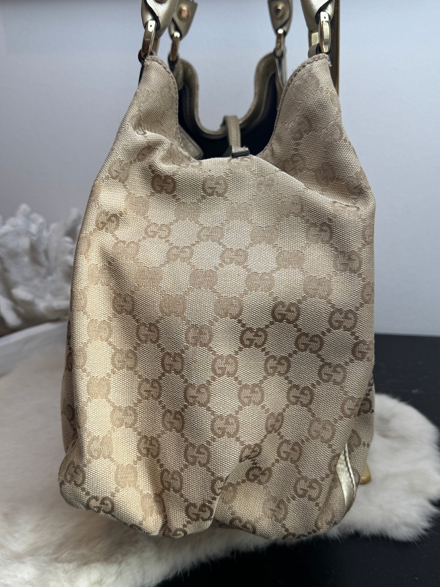 Gucci Gold Canvas Large Abbey Tote