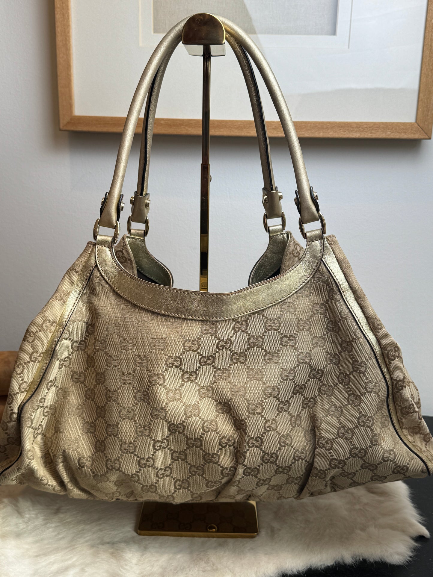 Gucci Gold Canvas Large Abbey Tote