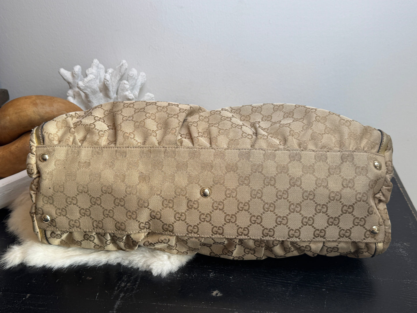 Gucci Gold Canvas Large Abbey Tote