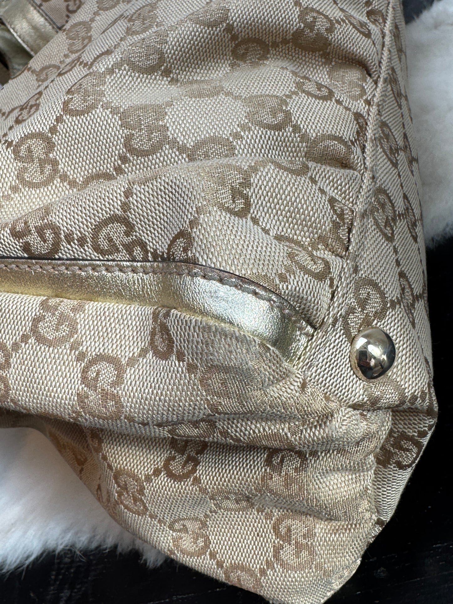 Gucci Gold Canvas Large Abbey Tote