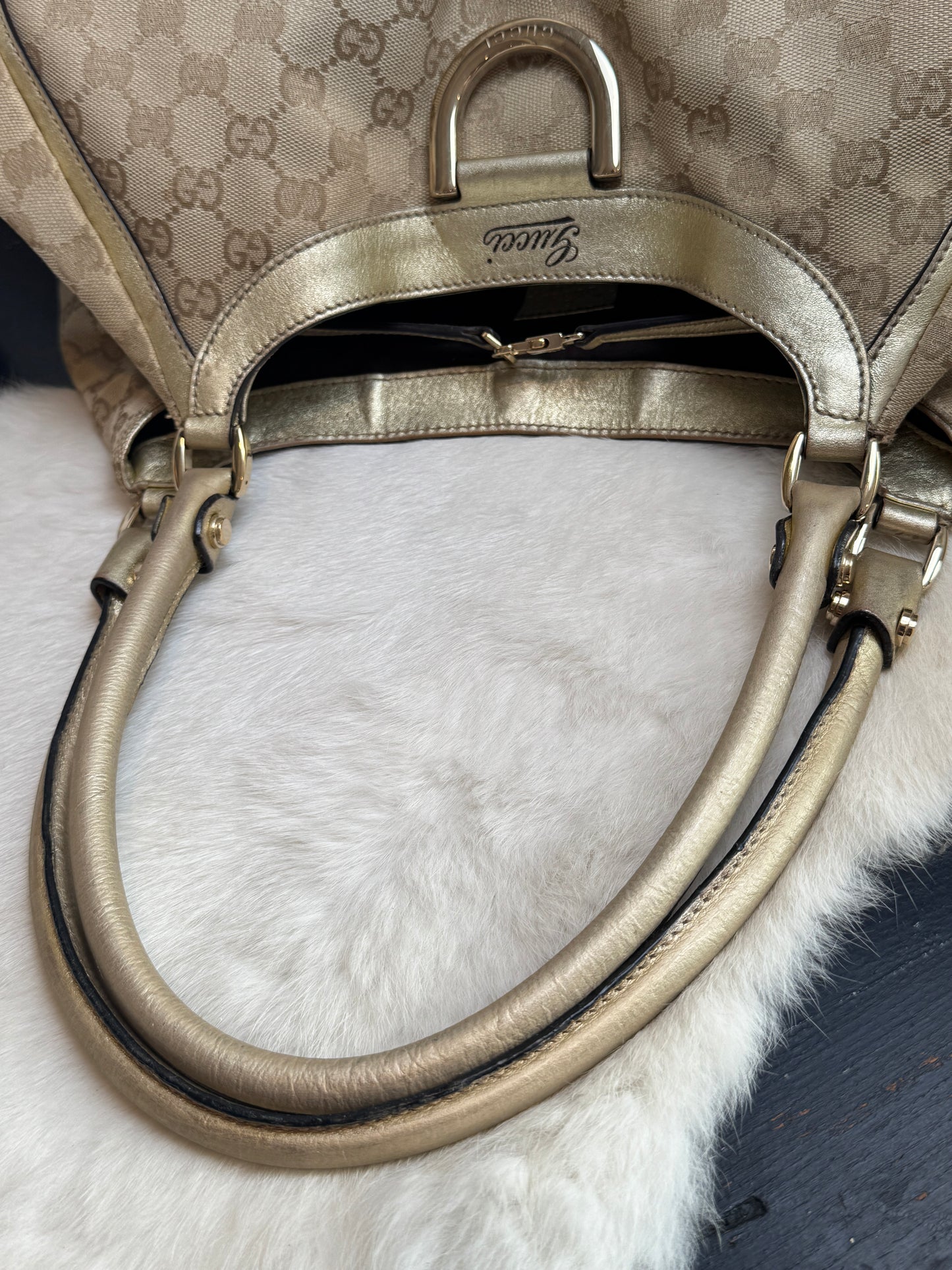 Gucci Gold Canvas Large Abbey Tote