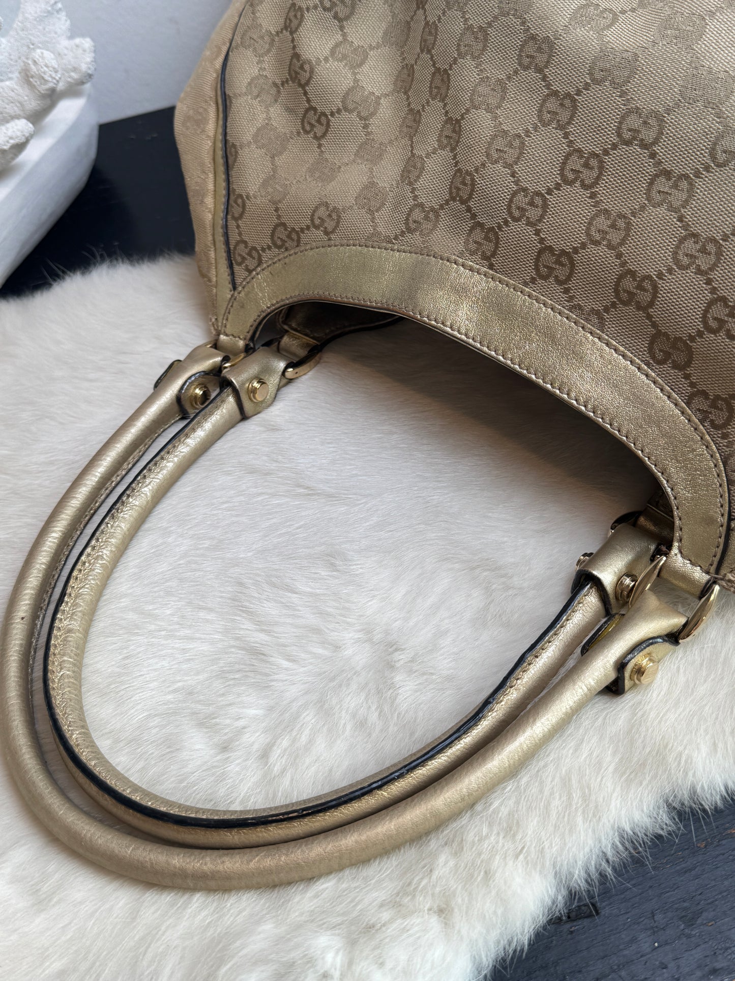 Gucci Gold Canvas Large Abbey Tote
