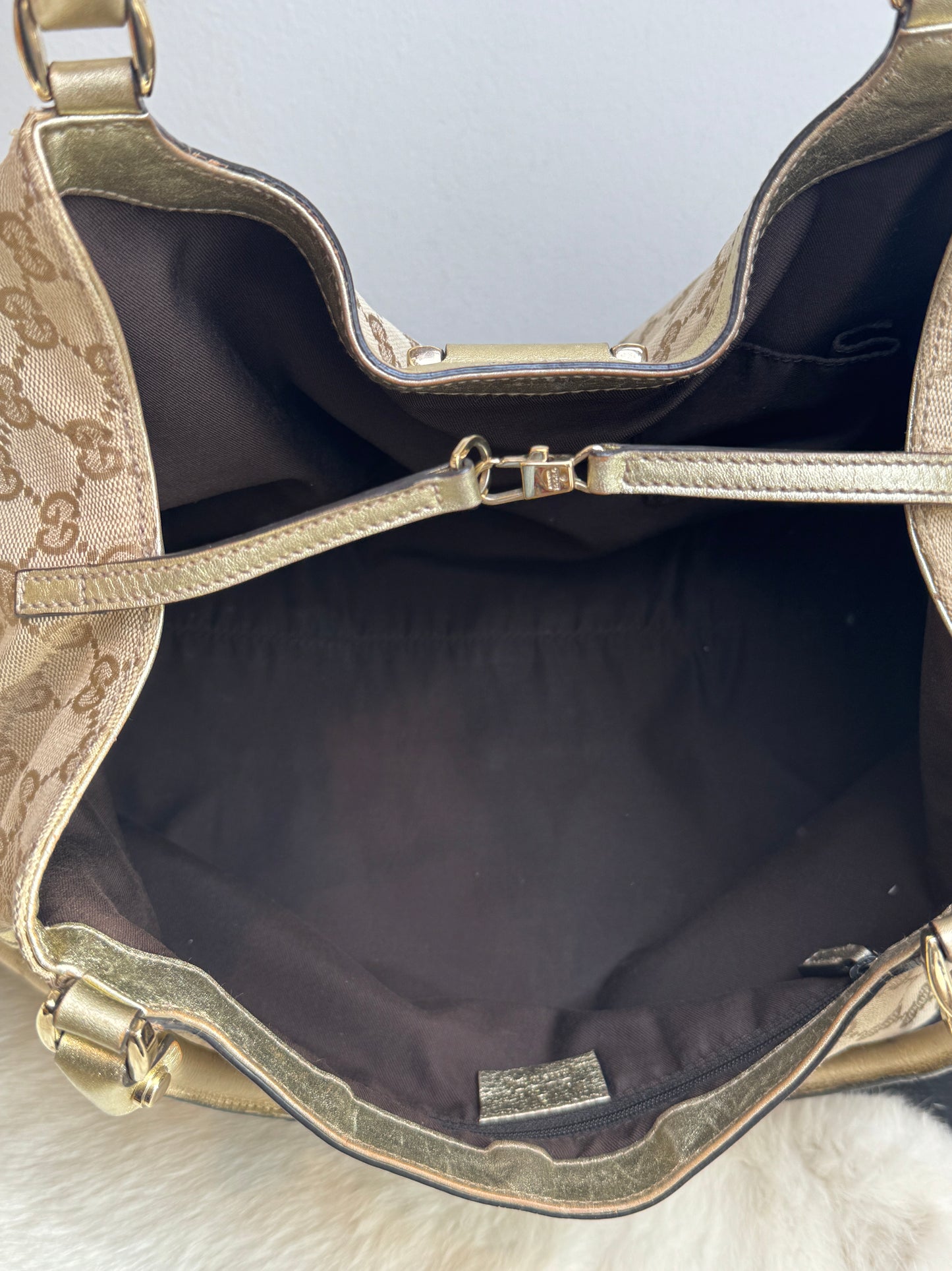 Gucci Gold Canvas Large Abbey Tote