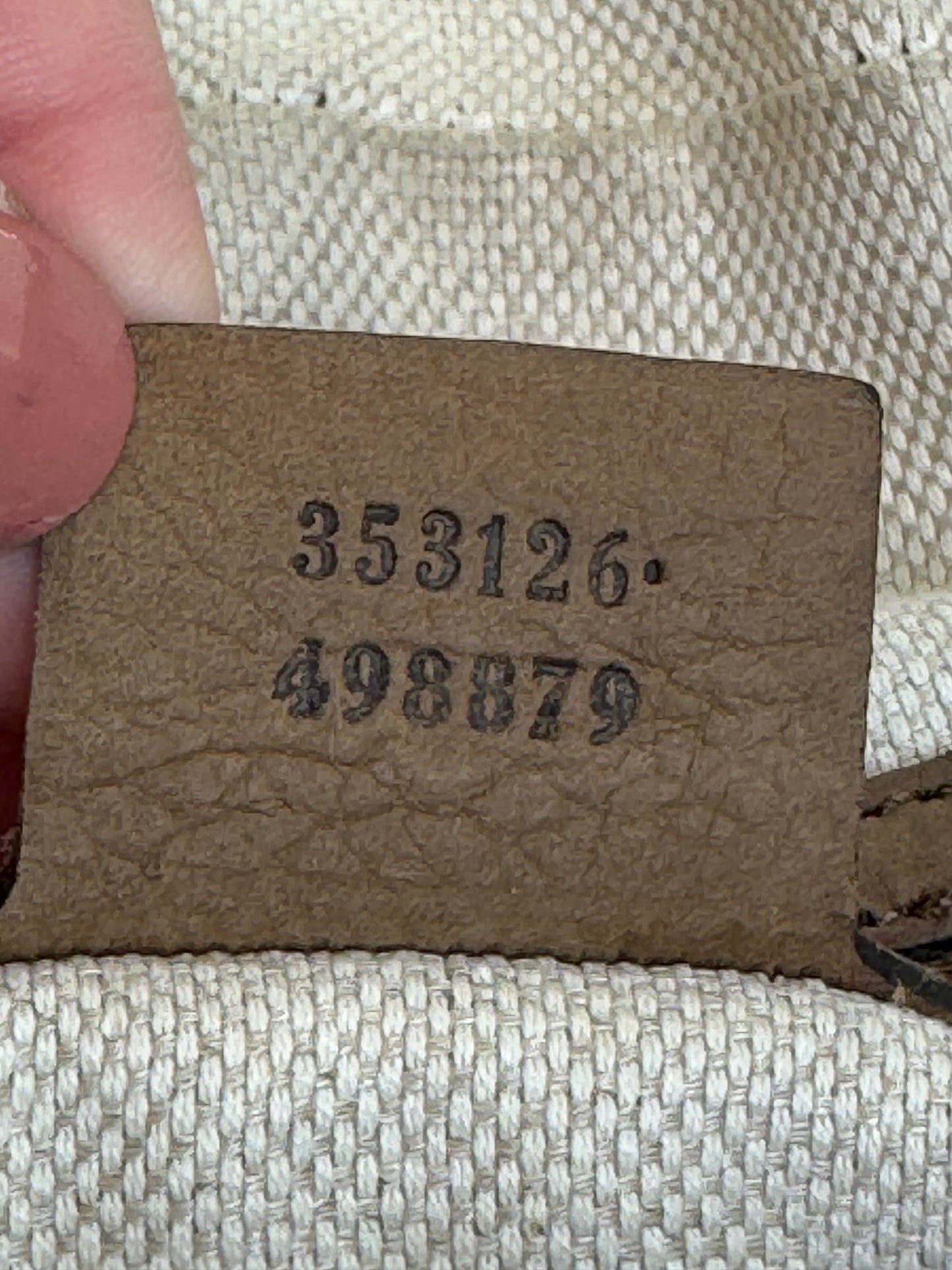 GUCCI Soho Chain Zip Shoulder Bag Nubuck Medium Beige