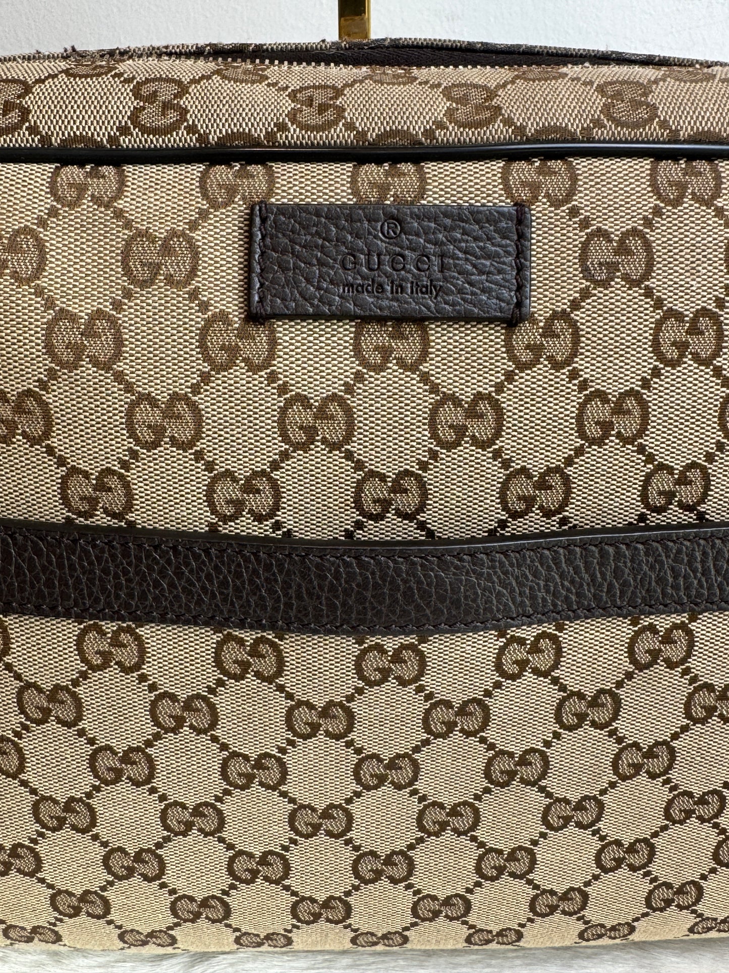 GUCCI GG Monogram Canvas Messenger Bag Dark Brown