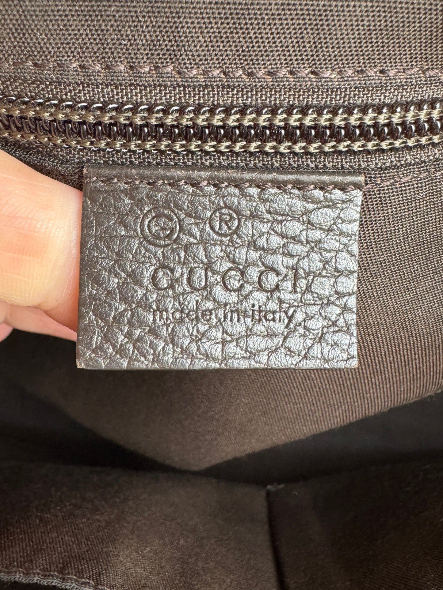 GUCCI GG Monogram Canvas Messenger Bag Dark Brown