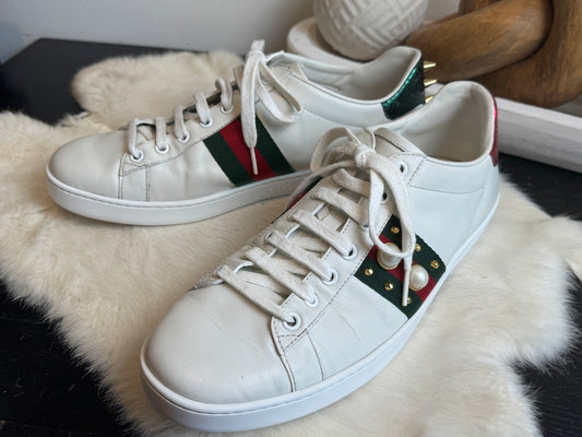 GUCCI Ace Pearl Spikes Women's Sneakers Size 40EU