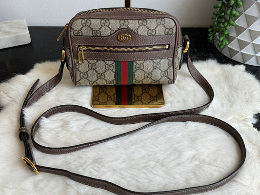 GUCCI Mini Ophidia Supreme Canvas Web Crossbody