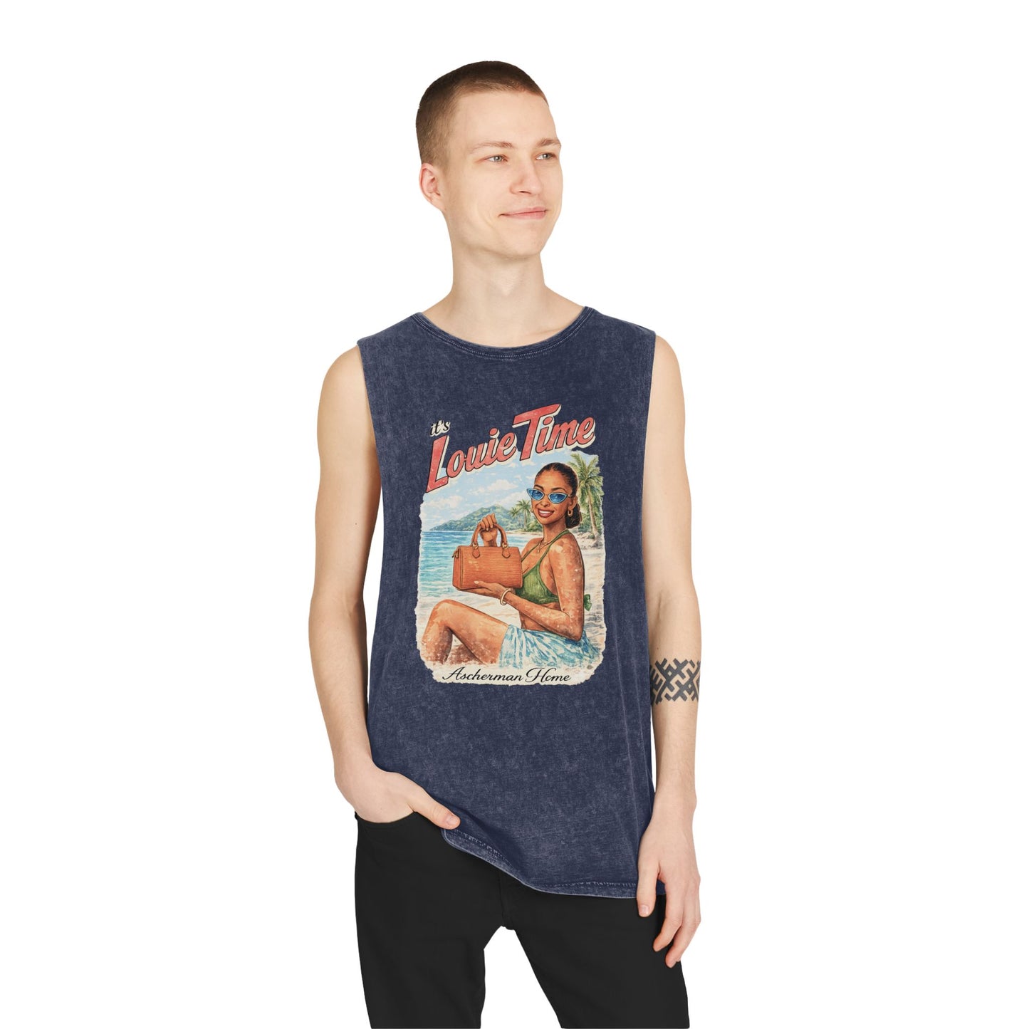 'Louie Time' Vintage Beach Unisex Muscle Tank