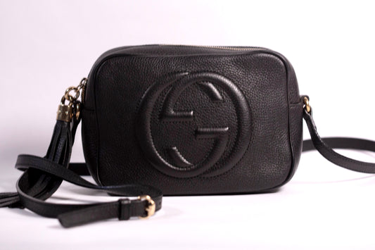 GUCCI Soho Disco Black Pebbled Camera Bag