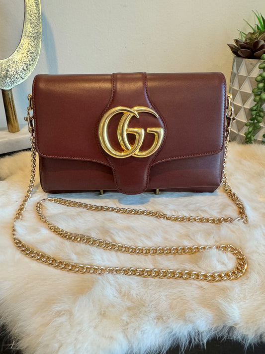 GUCCI Arli Leather Burgundy Small Crossbody