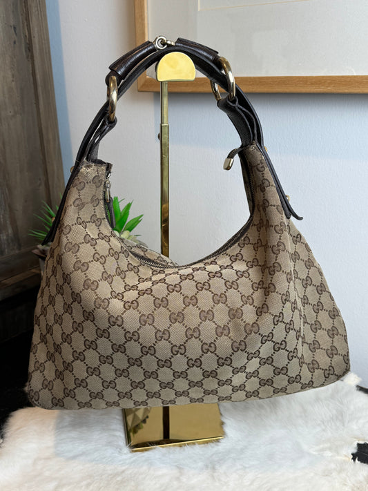 GUCCI GG Canvas Horsebit Hobo Medium