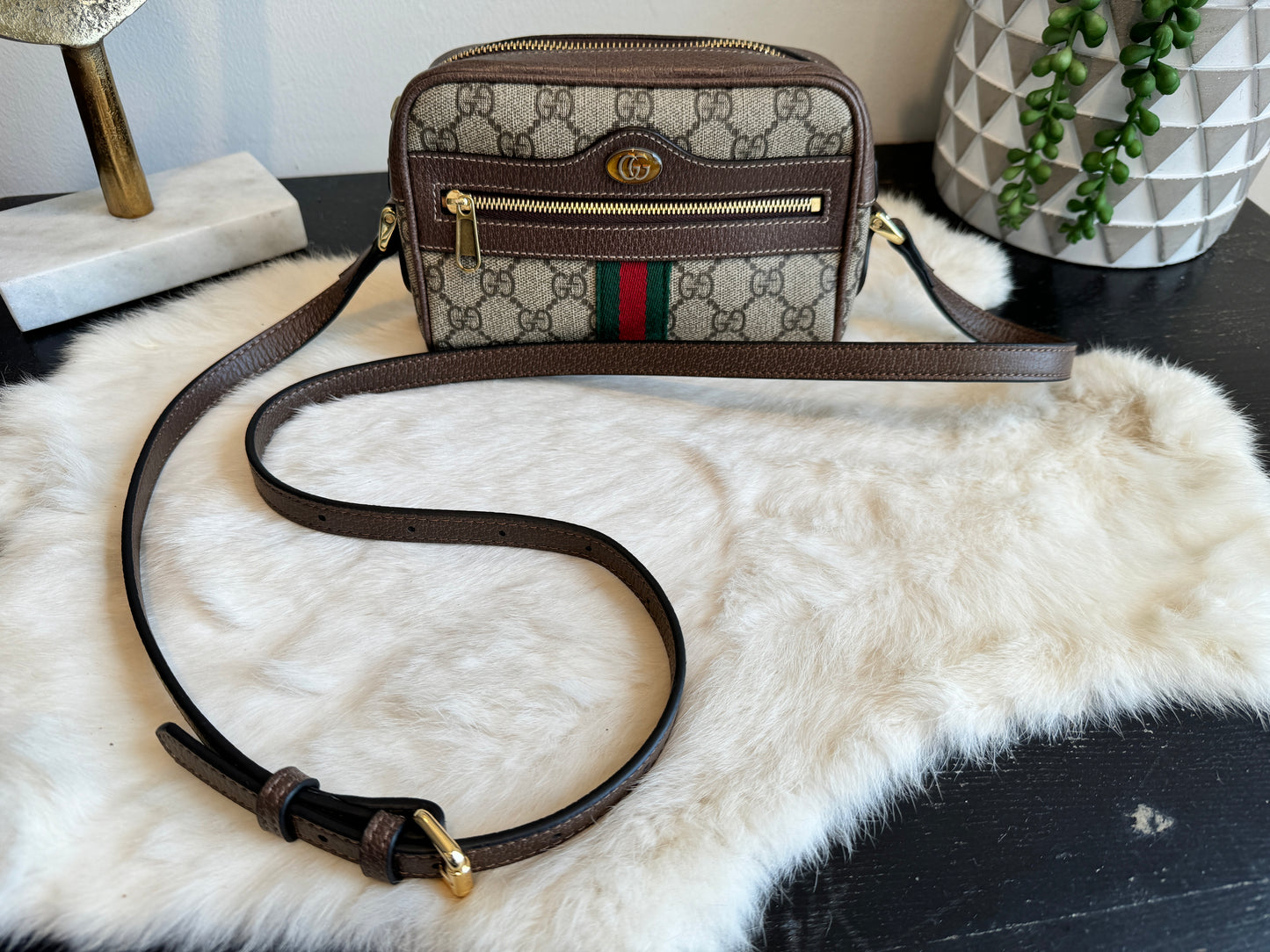 GUCCI Mini Ophidia Supreme Canvas Web Crossbody