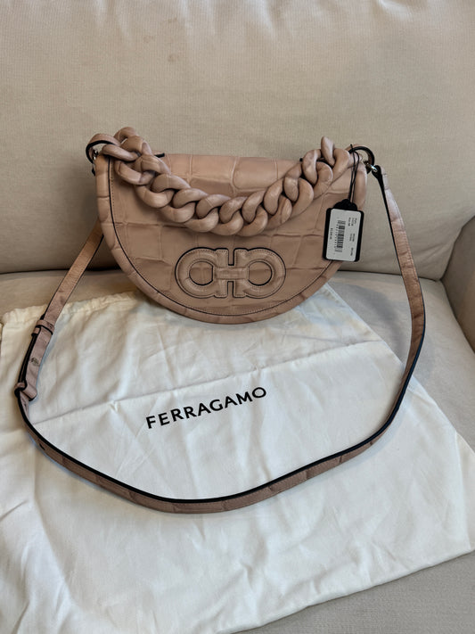 Salvatore Ferragamo Aura Croc Embossed Bag Retail $3200