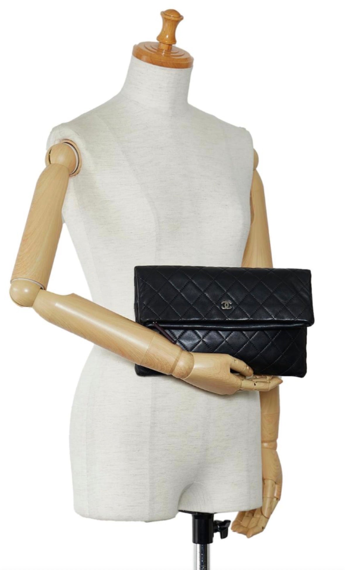 Chanel Matelasse Lambskin Fold-Over Clutch Blue