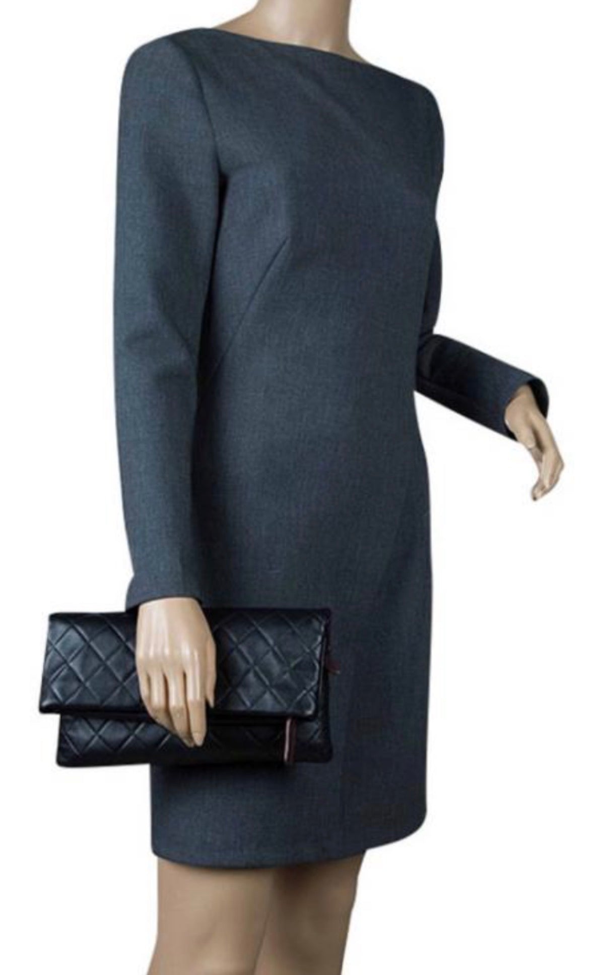 Chanel Matelasse Lambskin Fold-Over Clutch Blue