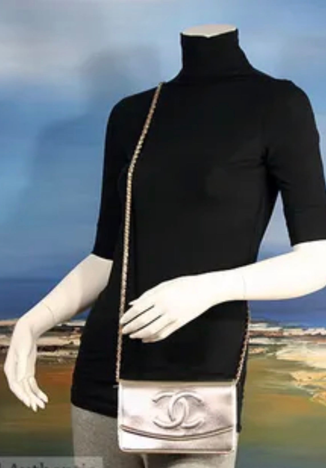 Chanel Metallic Gold Timeless Leather Wallet On Chain