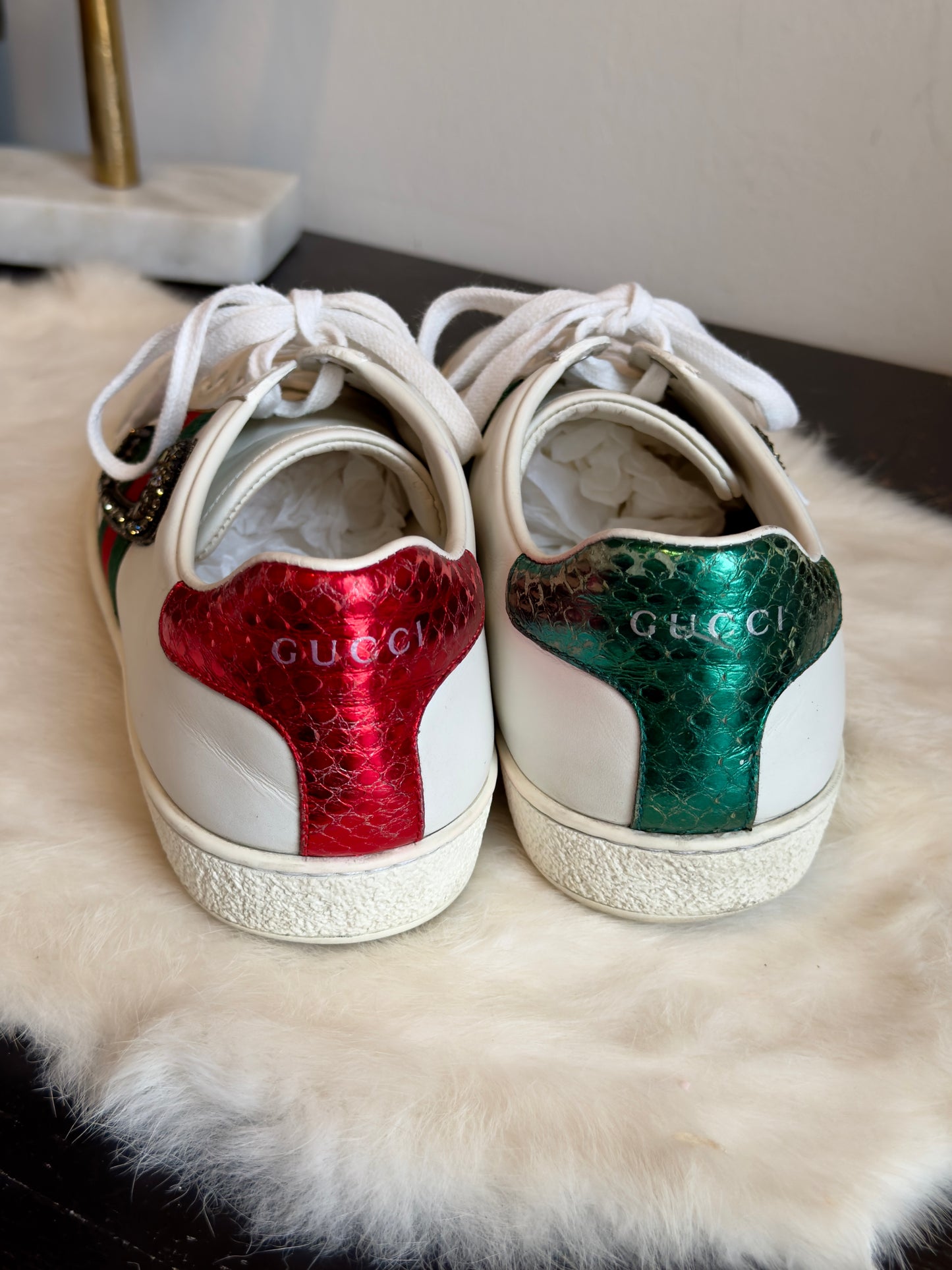 Gucci Ace Safety Pin Sneakers Size 39EU