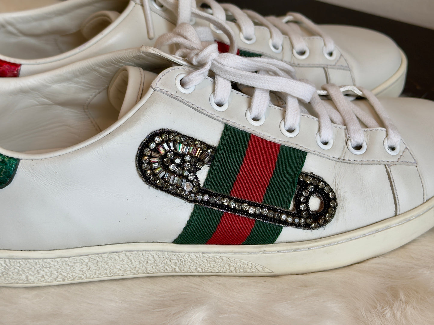 Gucci Ace Safety Pin Sneakers Size 39EU