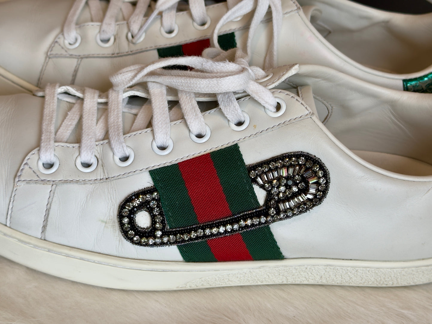 Gucci Ace Safety Pin Sneakers Size 39EU