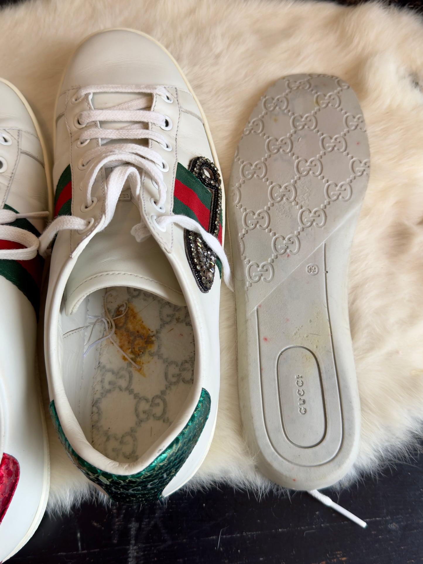 Gucci Ace Safety Pin Sneakers Size 39EU