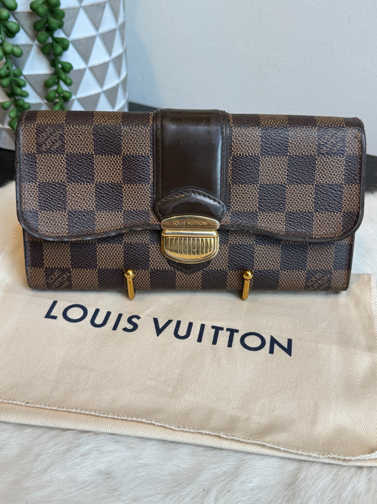 Louis Vuitton Damier Ebene Porte-Tresor International Wallet Sistina Buckle