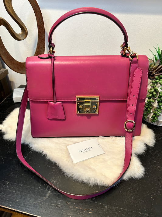 GUCCI Padlock Leather Medium Top Handle