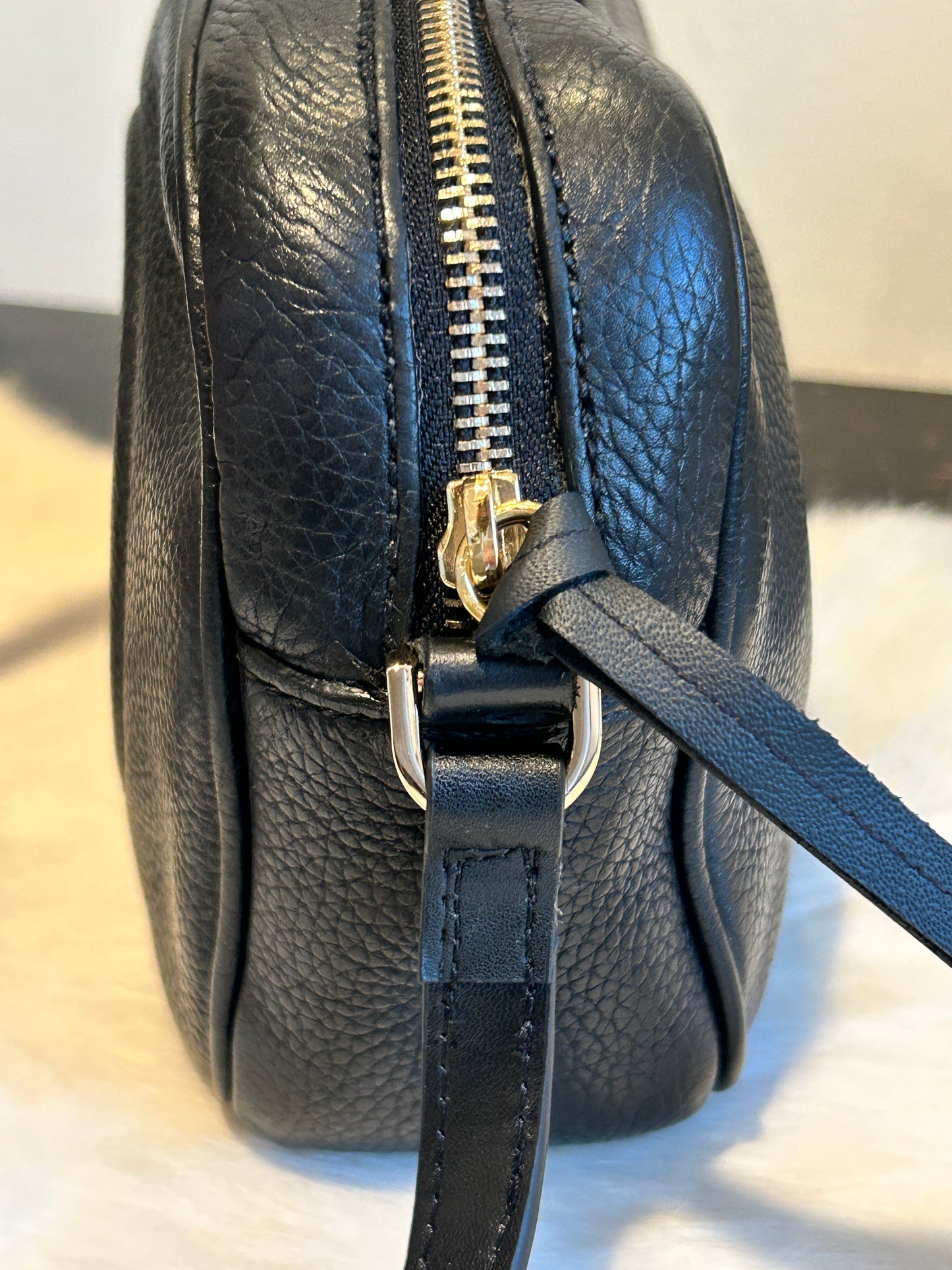 GUCCI Soho Disco Black Pebbled Camera Bag