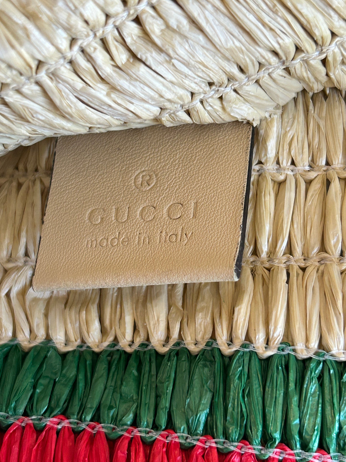 GUCCI Hand woven Raffia Cestino Tote Bag