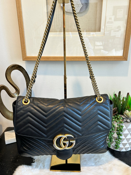 GUCCI Large GG Marmont Matelasse 2Way Flap Bag