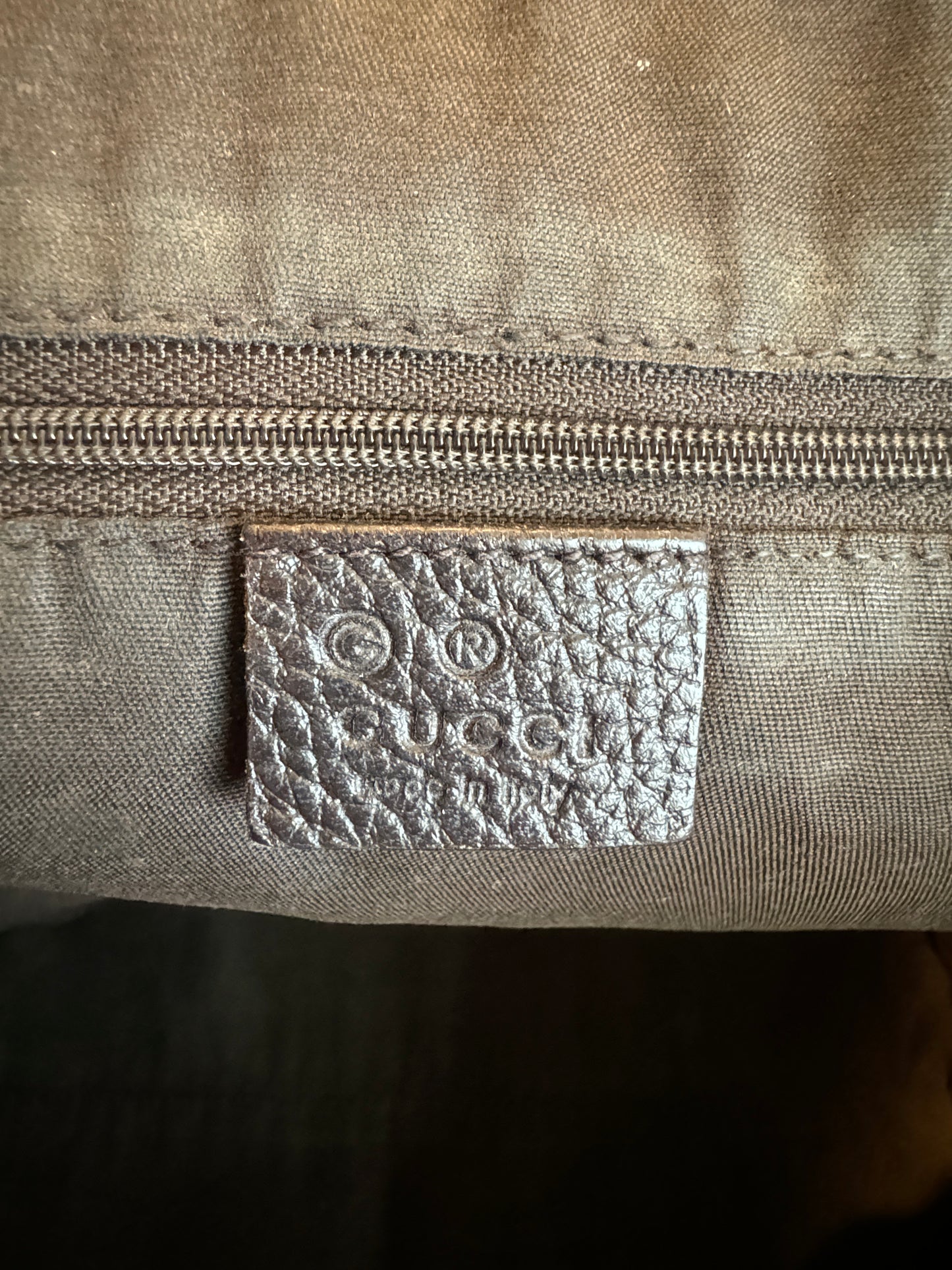 GUCCI DK Brown Canvas/Leather Tote Medium