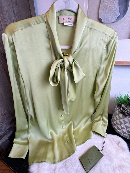 Gucci Uniform Silk Blouse Green Size 40