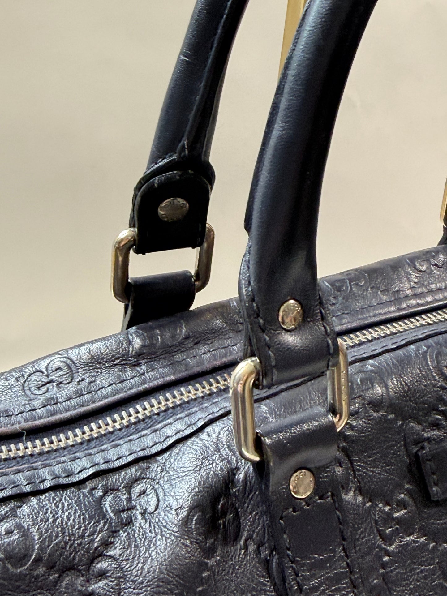 GUCCI Joy Boston Guccissima Medium Navy