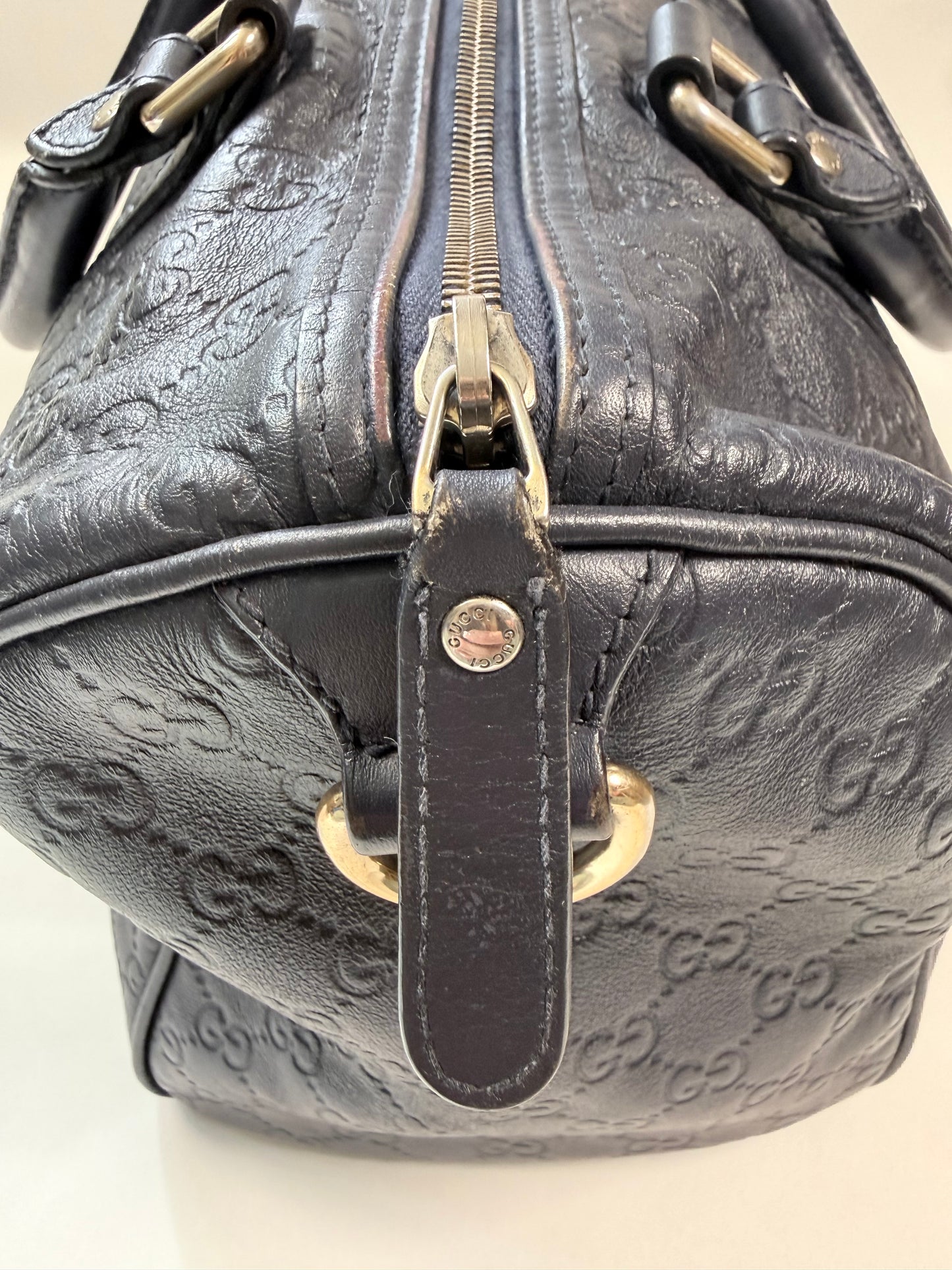GUCCI Joy Boston Guccissima Medium Navy