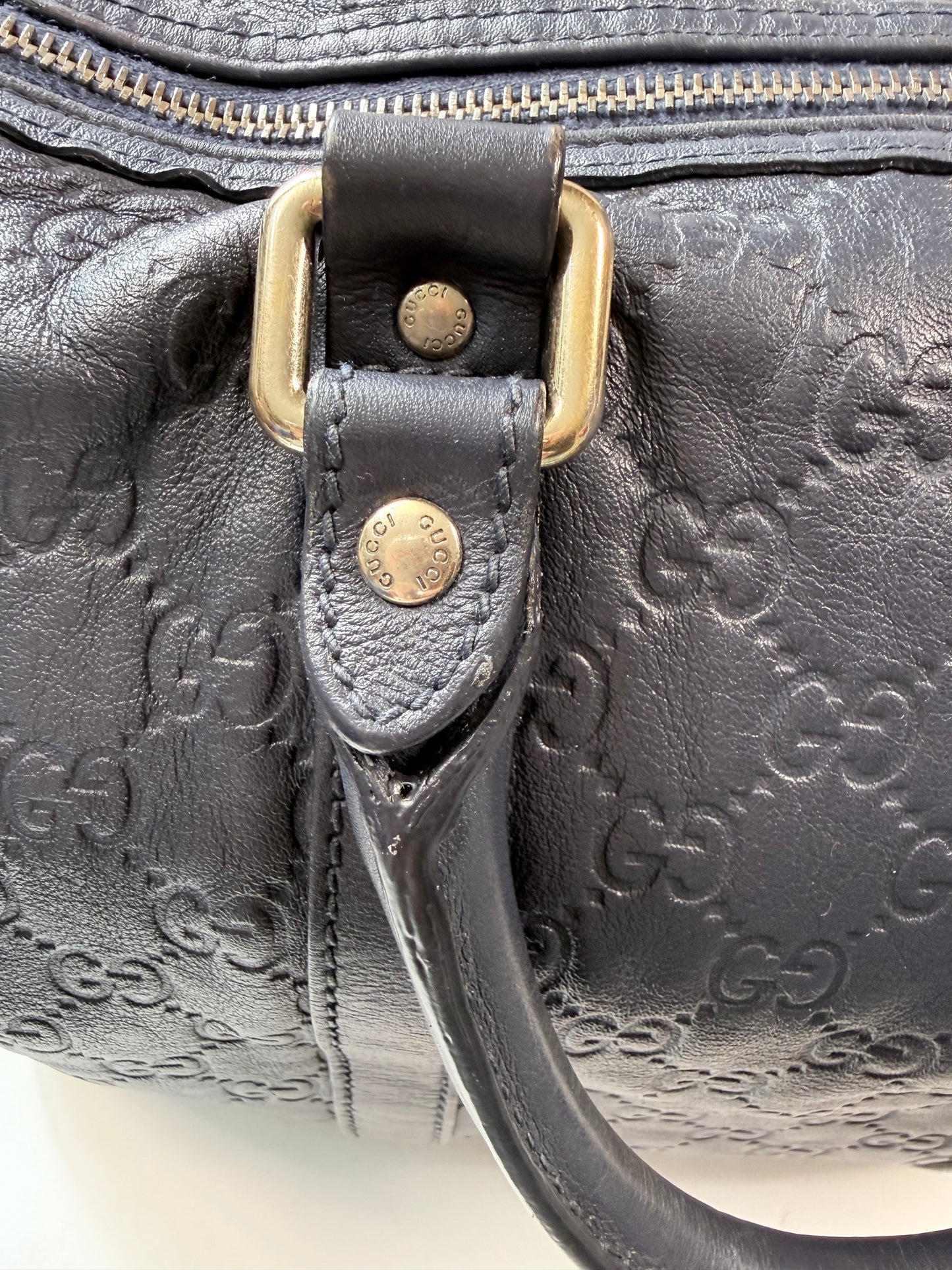 GUCCI Joy Boston Guccissima Medium Navy