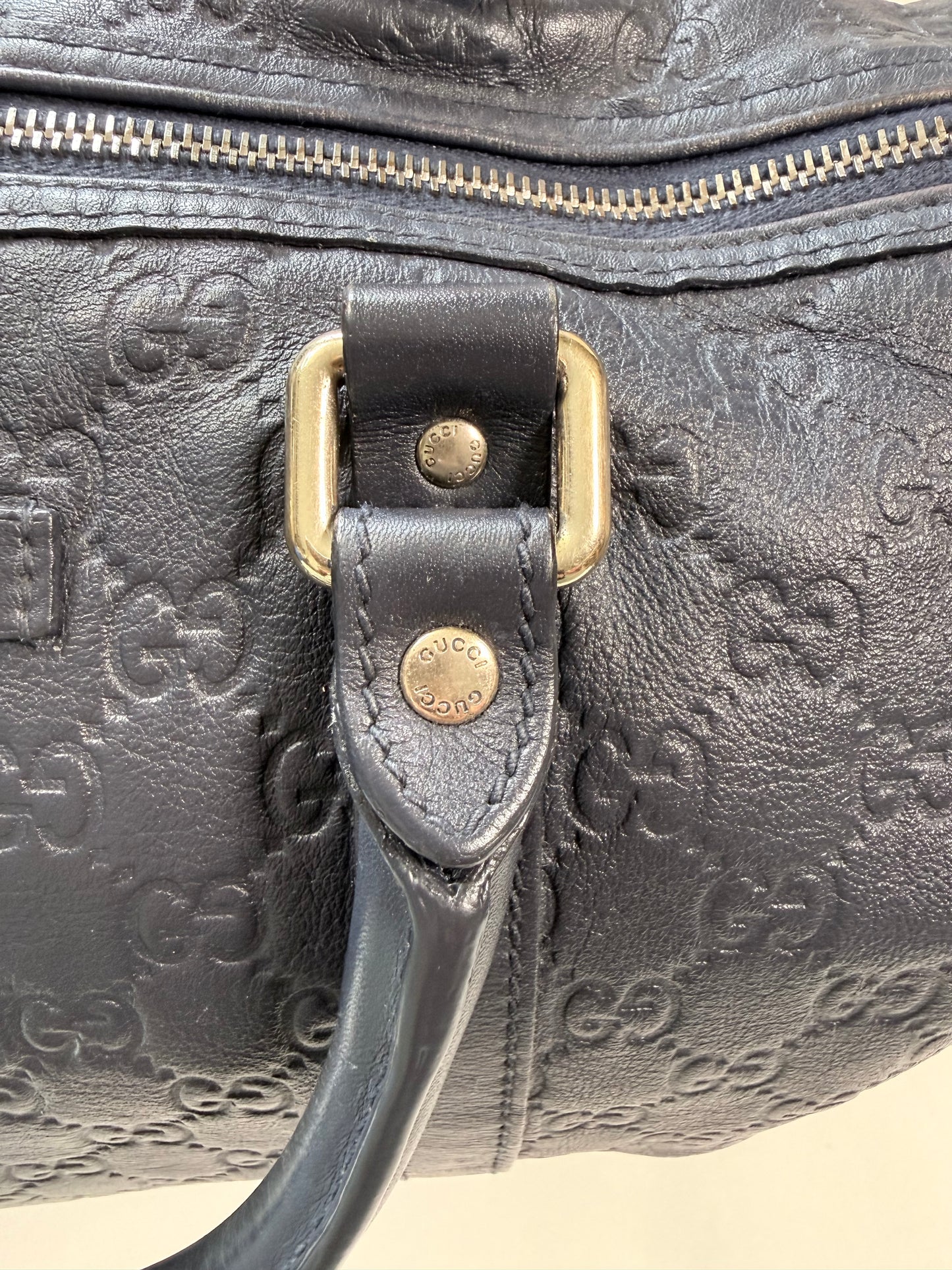 GUCCI Joy Boston Guccissima Medium Navy