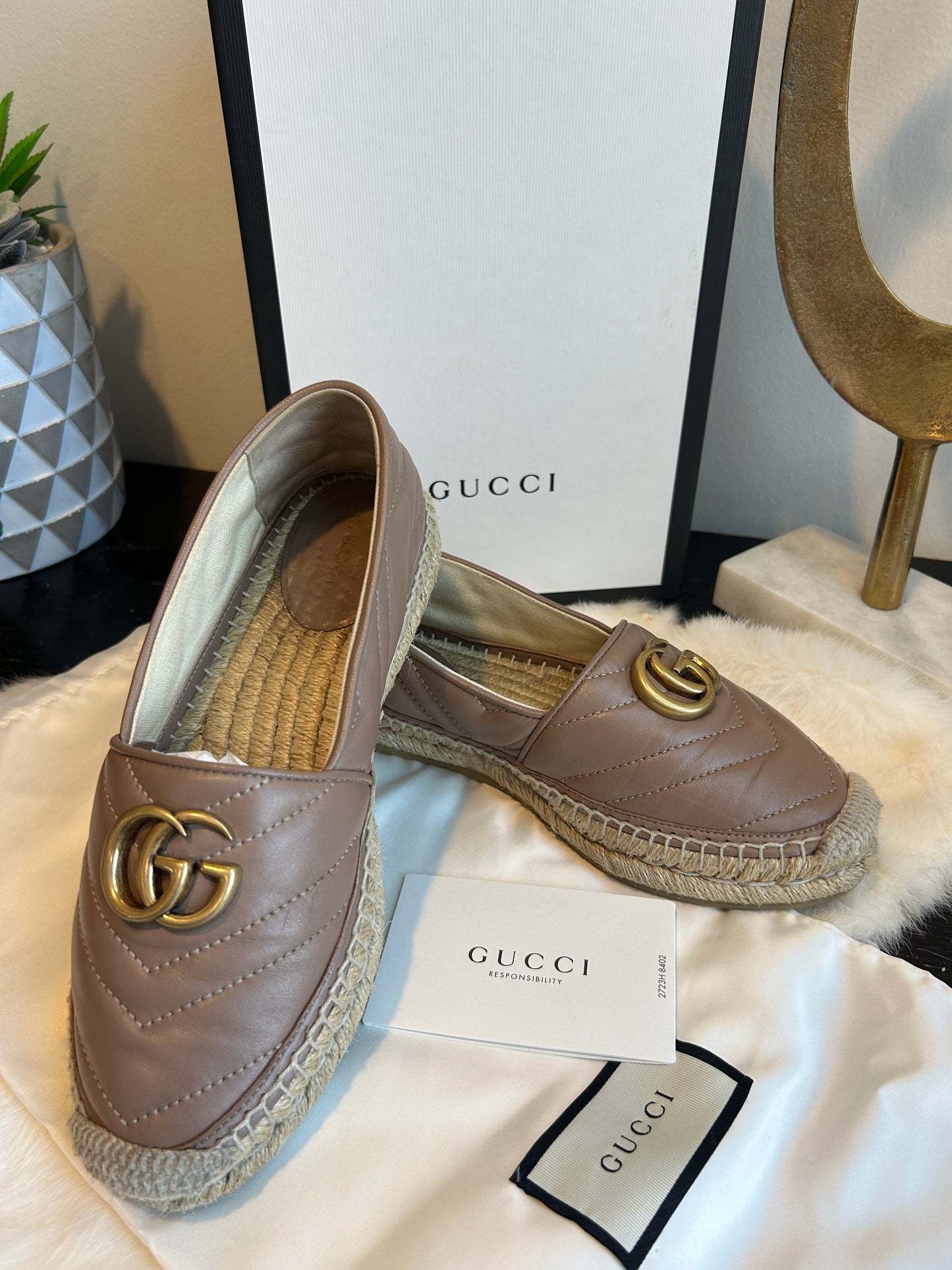 GUCCI GG Marmont Leather Espadrille 36.5