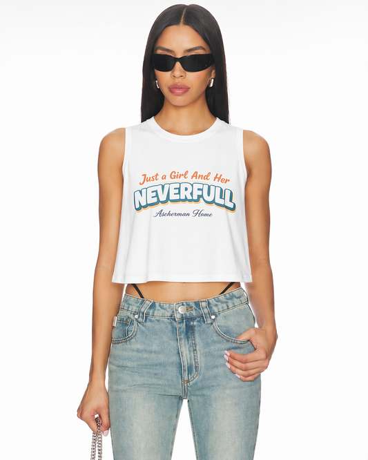 "Just a Girl and Her NEVERFULL" Graphic Crop Tank