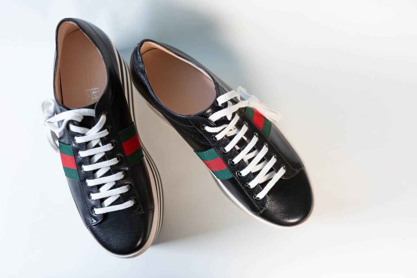 GUCCI Black Peggy Platforms Women's Sneakers 39EU