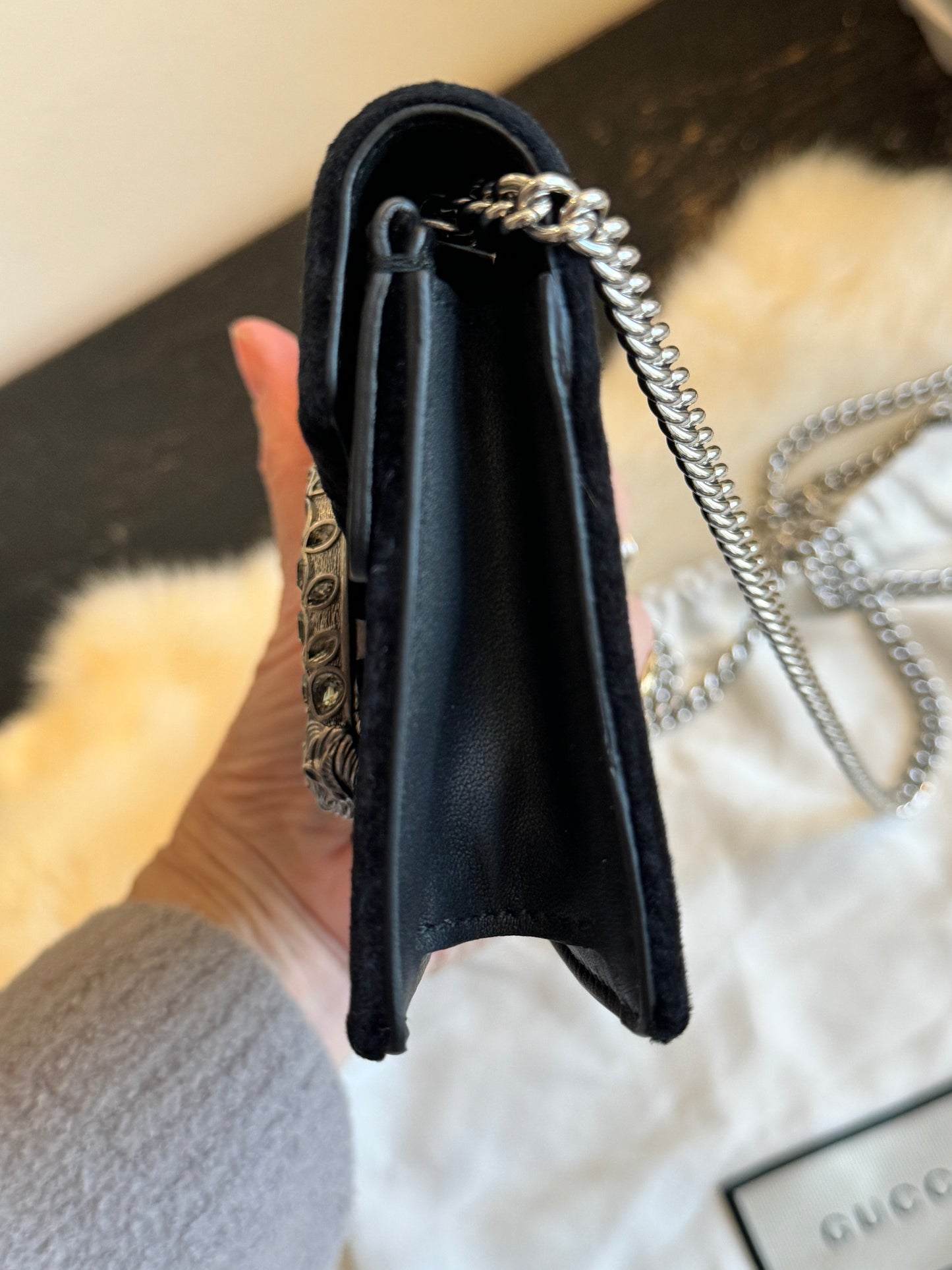 GUCCI Dionysus Velvet Super Mini WOC Black