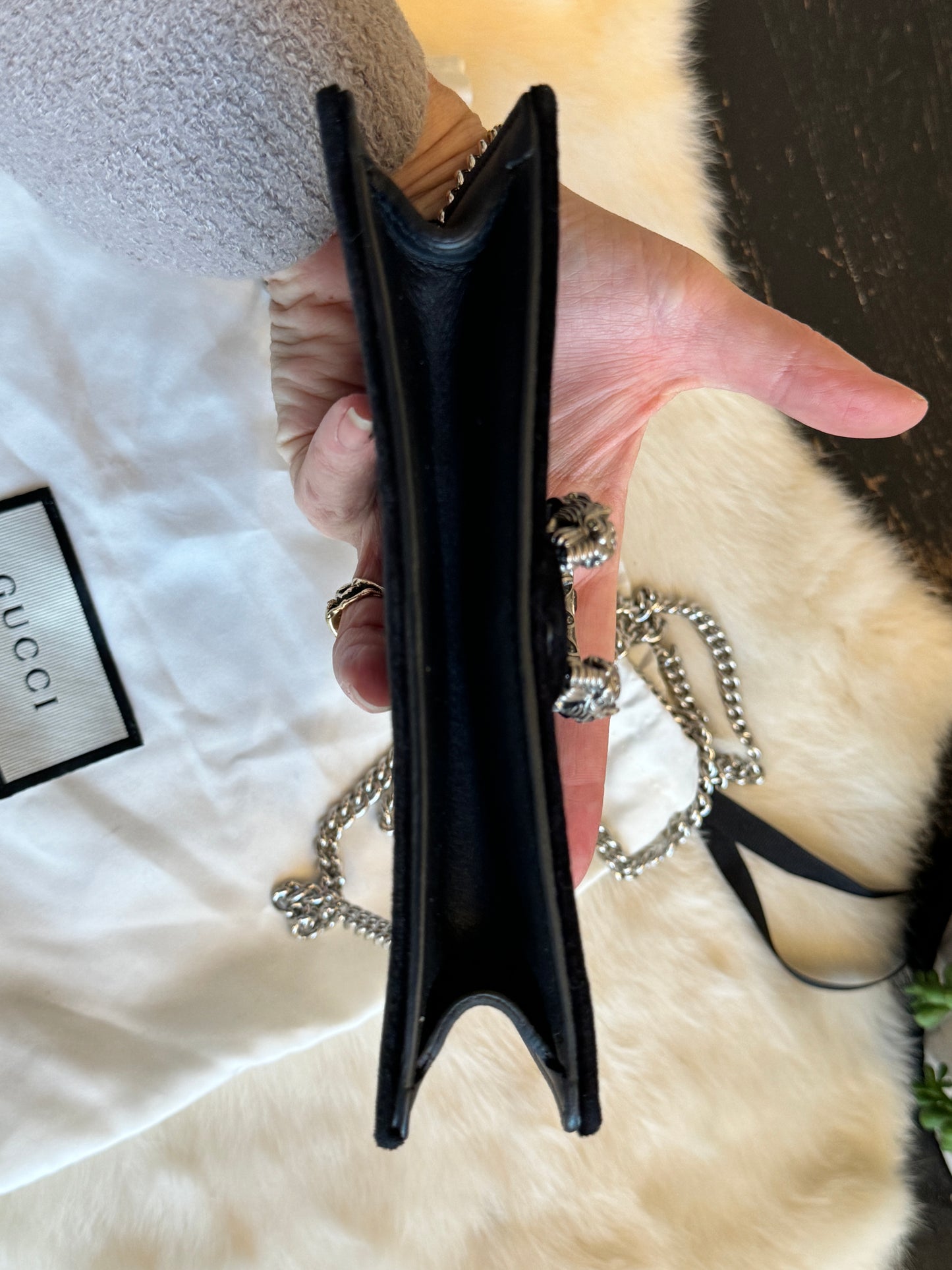 GUCCI Dionysus Velvet Super Mini WOC Black