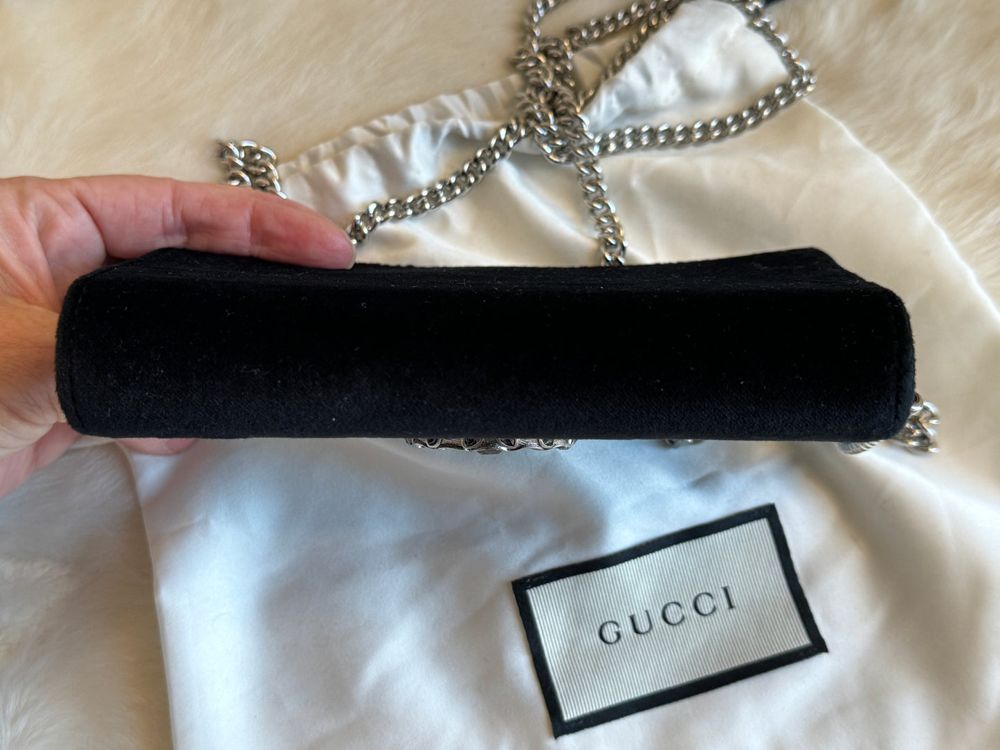 GUCCI Dionysus Velvet Super Mini WOC Black