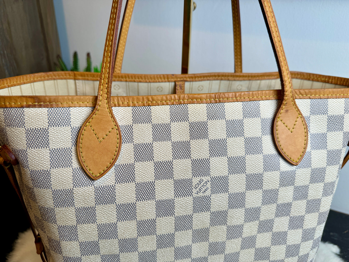 Authentic Louis Vuitton Neverfull MM Damier Azur