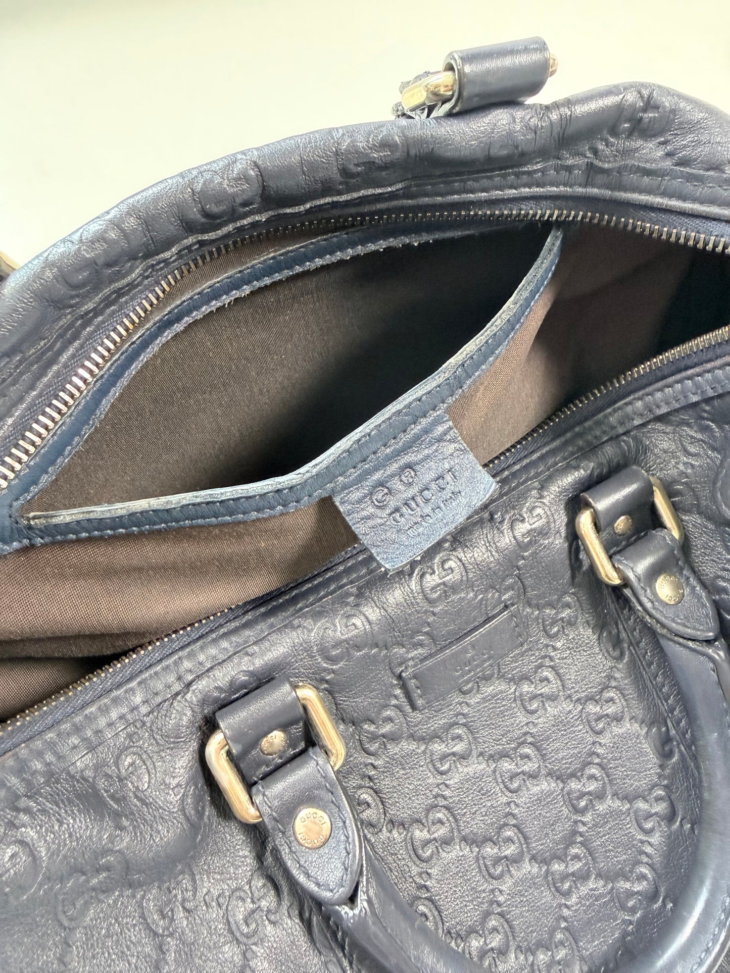 GUCCI Joy Boston Guccissima Medium Navy