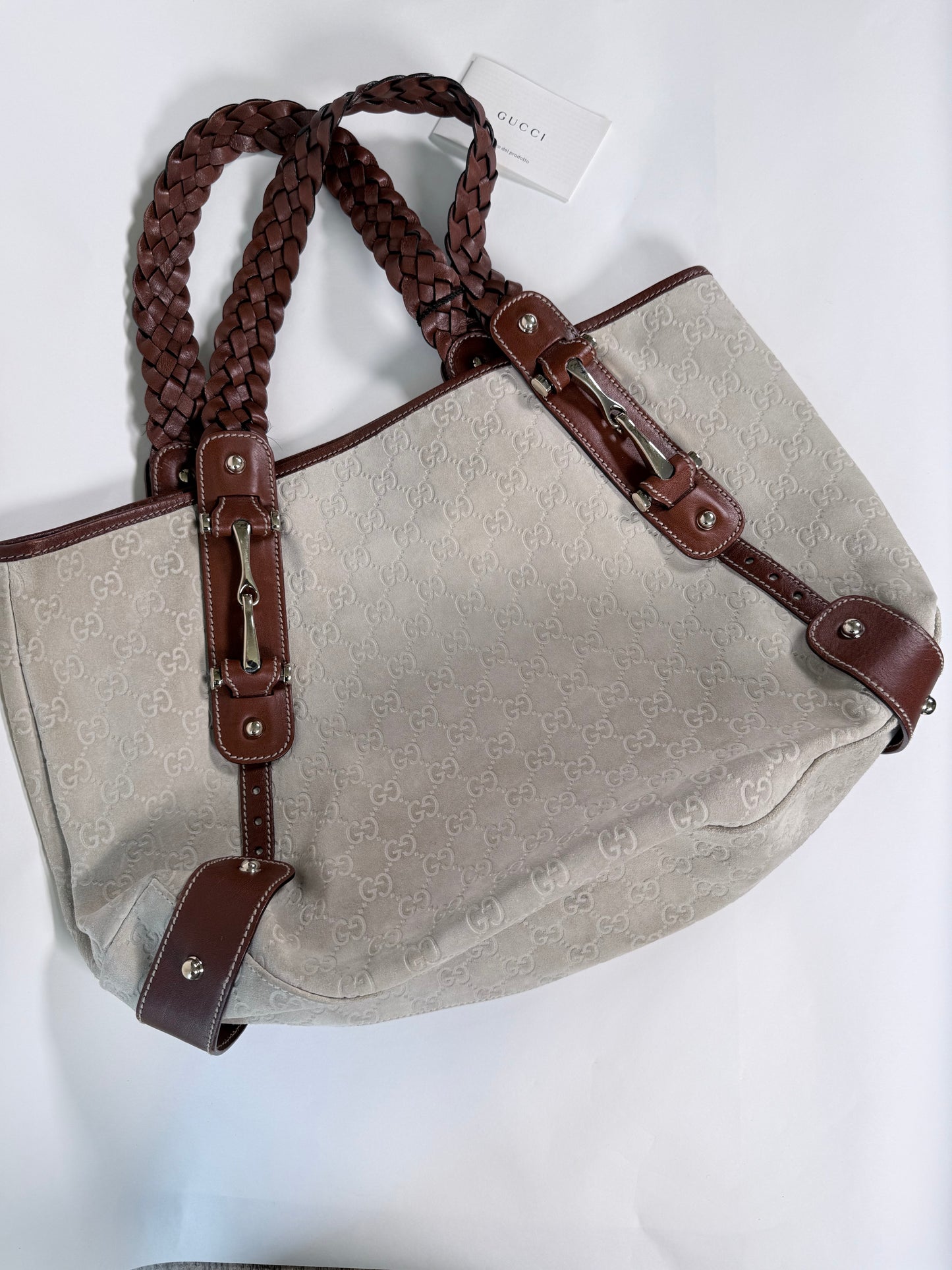 Gucci White Guccissima Suede Pelham Medium Shoulder Bag