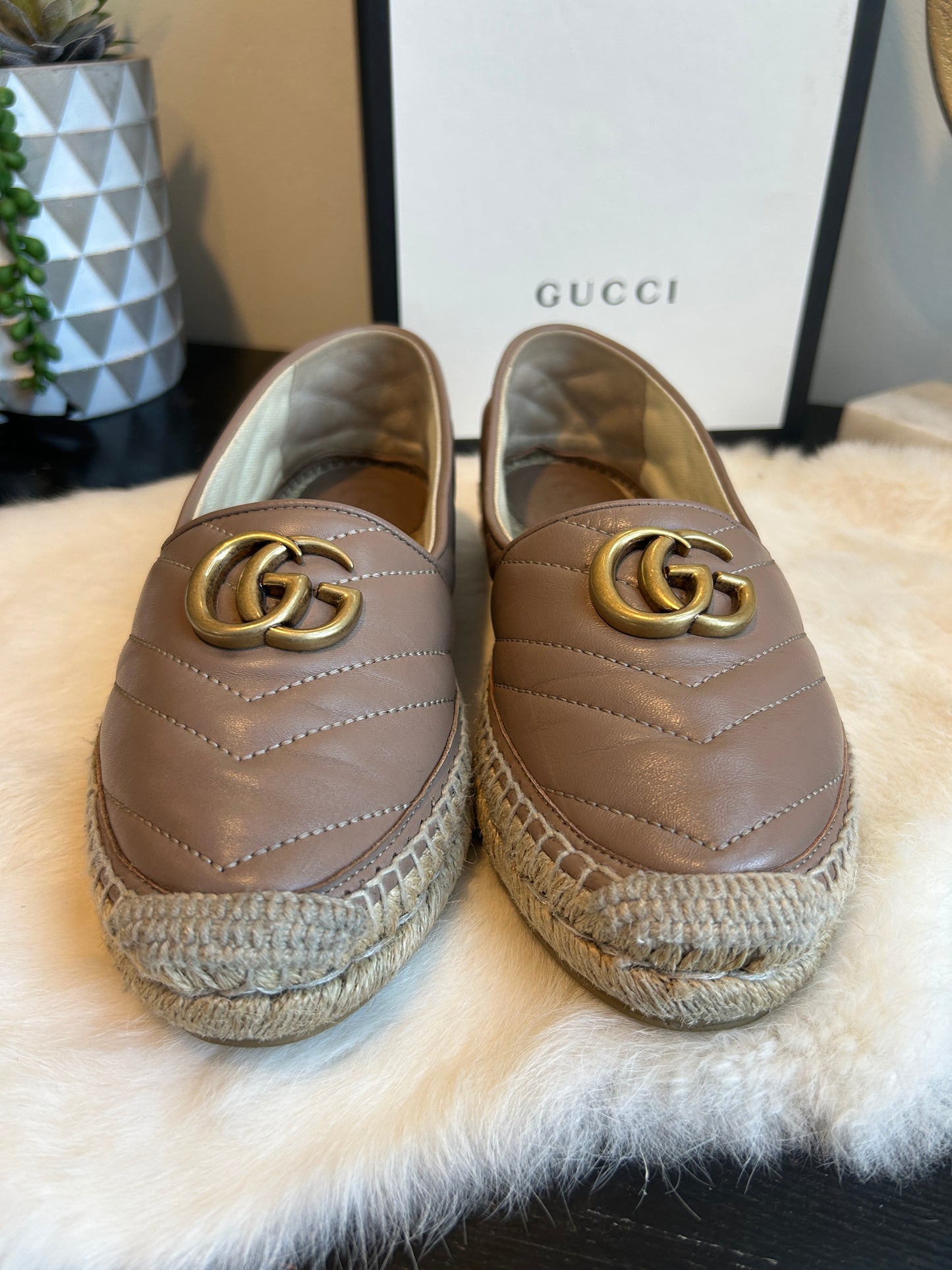 GUCCI GG Marmont Leather Espadrille 36.5