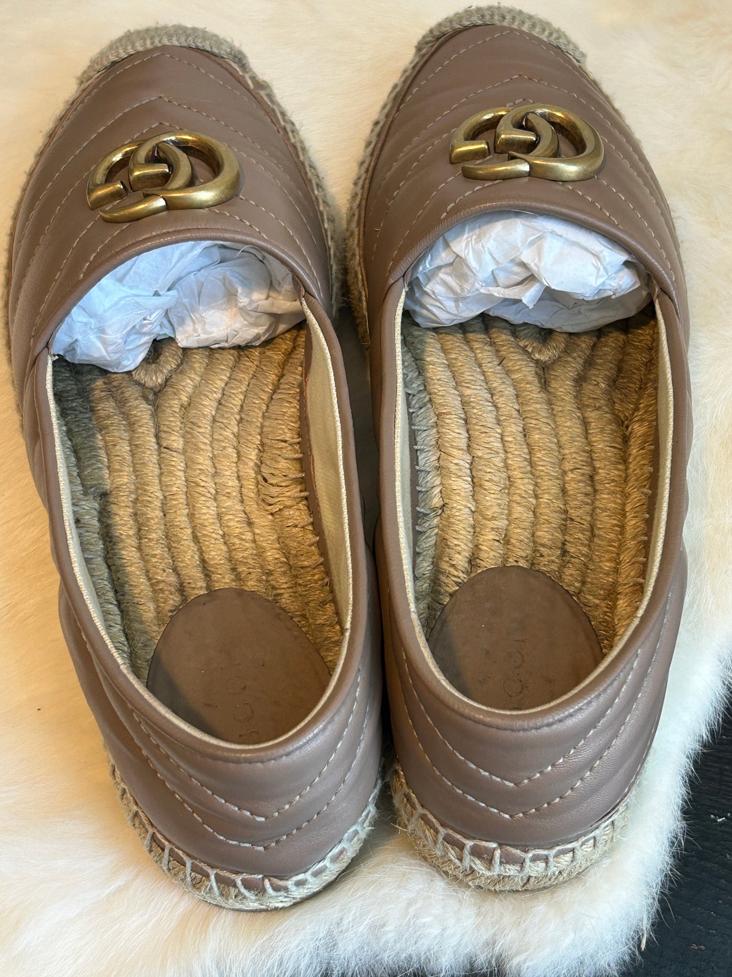 GUCCI GG Marmont Leather Espadrille 36.5